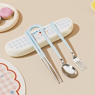 Cute 304 Stainless Steel Portable Tableware Set Student Dedicated Spoon Chopsticks Storage Box Creat