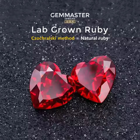 Heart cut lab grown ruby with AGL certificate VVS vivid ruby Czochralski method lab ruby