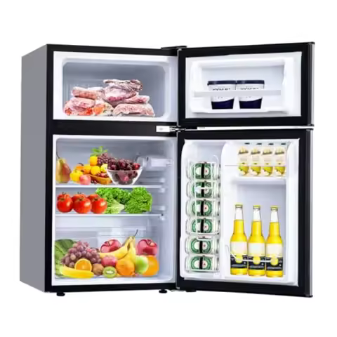 3.2 Cu.Ft Mini Fridge with Freezer - Two-Door Refrigerator with 5-Level Temperature Control 3 Remova