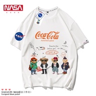 เสื้อยืดแขนสั้น ผ้าฝ้าย พิมพ์ลายกราฟฟิติหมี nasa สําหรับผู้ชาย และผู้หญิง