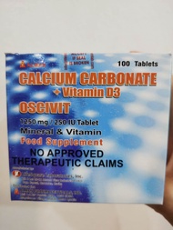Oscivit Calcium Carbonate + Vitamin D3 1250mg/ 250 IU Tablet Mineral and Vitamin Food Supplement- 10