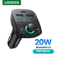 UGREEN Car Bluetooth5.0 FM Transmitter MP3 Player Receiver 3A Quick Charge 4.0  Dual Usb Car Phone Charger For Phone
