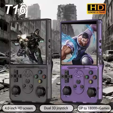 2025 NEW T16 64G Original Dual 3D joystick Retro Handheld Game Console 4.0'' IPS,18000+ Games, Retro