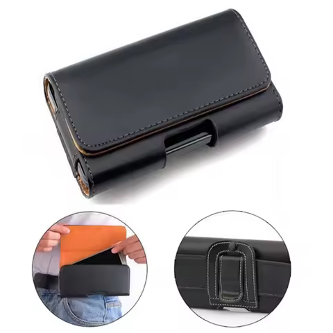 Universal Magnetic Leather Phone Pouch For iPhone 16e 15 17 Pro Max Case Holster Belt Waist Bag For 