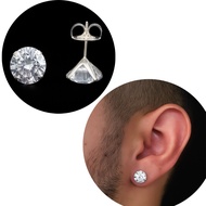 Men's Synthetic Diamond & Cubic Zirconia Earring Set