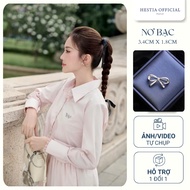 HESTIA - Fashionable silver bow tie