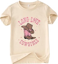 Toddler Western Cowgirl Shirt Kids Let's Go Girls T-Shirt Long Live Cowgirls Rodeo Graphic Short Sle