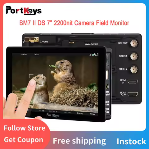 PortKeys BM7 II DS Camera Field Monitor 7" 2200nit Wide Color Gamut Screen Wireless Control Camcorde