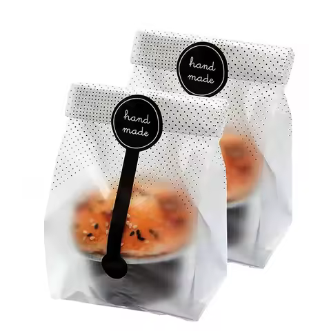 50pcs Frosted Cookie Plastic Bags Transparent Nougat Candy Chocolate Packaging Pouch Dessert Snowfla