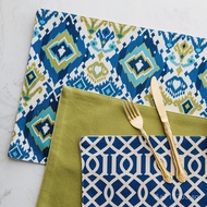 Cotton and Linen Western Dining Placemats Wholesale Restaurant Napkin Cloth Leaves Fresh Blue T9J5El