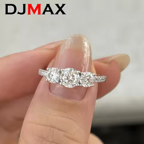 DJMAX Fashion Moissanite Rings for Women Anniversary Original 925 Sterling Silver Jewelry Women's Mo