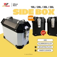 Universal Motorcycle 18L / 28L / 30L / 36L Side Top Box [Free Gifts] | Kotak Motor Tepi Black Silver