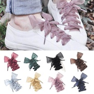 [Cutewomen2020] 2 Pair Cute Shoelaces Flat Silk Satin Ribbon Sneakers Sport Shoes Laces Shoestrings