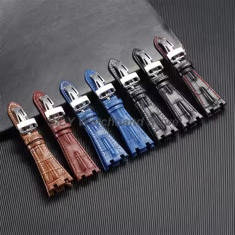 Leather Watch Band for Audemars Piguet Royal Oak Offshore 15710 15703 26470 Series 28mm Crocodile Pa