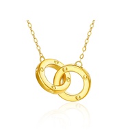 สร้อยคอทองคำ 18K Mobius Double Circles สำหรับผู้หญิง เครื่องประดับทองคำชมพู สร้อยคอกระดูกไหปลาร้า CH