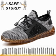 SAFE STURDY Safety Shoes Safety Boots Safty Shoes For Men Sport Jogger Summer Labor Insurance Shoes Lightweight Breathable Flying Woven Safety Shoes Anti-Piercing Electrical Insulation Work Boots Steel Baotou Work Safety Boots Men