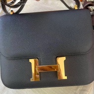 Hermes🌈Mini Constance 19🌟靛藍色金扣🧡98.5新🌟Epsom皮🌟