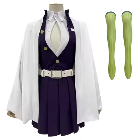 HOLOUN Kanroji Mitsuri Anime Cosplay Costume Embroidery Purple Top Skirt Haori Belt Stockings Conven