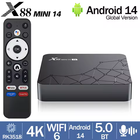 X88 Mini 14 Android TV BOX 2G 16G RK3528 4K HD Smart TV Box Android 14 Set Top Box Wifi6 BT5.0 Wifi6