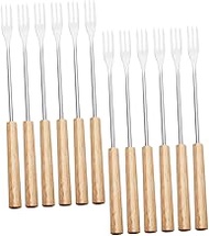 UPKOCH 12pcs Chocolate Fondue Fork Kabob Sticks Bbq Fork Wooden Fondue Forks Meat Forks Cheese Fondue Forks Vegetable Fork Stainless Steel Fondue Forks Fruit Fork Barbecue Wood Cocktail