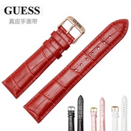 GUESS women's watch bands red women's genuine leather watch strap chain pin buckle for men women 12 14 16 18 20mm