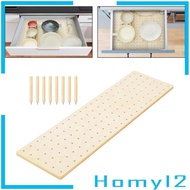 [HOMYL2] Peg Board Drawer Organizer Wood Kitchen Divider Adjustable Storage Insert Plate Dish Pan fo