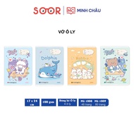 [Combo of 10 books] Minh Chau student notebook, 4 squares, 17x24cm, 100gsm, 48 pages (Code 1008), ra