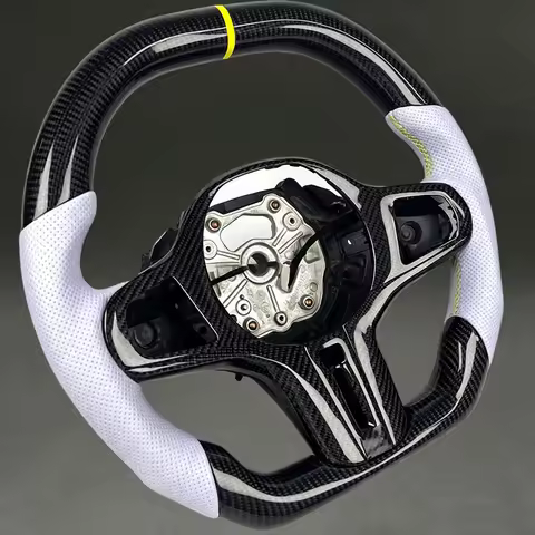 Steering Wheel Carbon Fiber Black for BMW G20 G38 G82 G21 with White Perforated Leather for BMW G20 