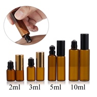 3ml 5ml 10ml Essential Oil bottle Amber Thin Glass Roll on Bottle Sample Test Essential Oil Vials with Roller Metal /Glass Ball