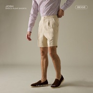 TWENTYSECOND กางเกงขาสั้น ผ้าคอตต้อน ทรงเอวสูง รุ่น Josh single pleat shorts - เบจ / Beige