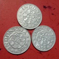 Set uang logam Indonesia 25 Sen 1952 1955 1957 koleksi koin TP8ms