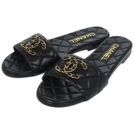 全新未使用 Chanel Coco Mark 菱格紋黑色穆勒鞋 0693 (G33954 X56940 94305) [二手] CHANEL