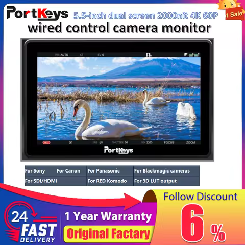 Portkeys BM5IV Monitor 5.5 inch Camera Control Monitor 2000Nits 4K60P HDMI 3G-SDI Wide Color Gamut f