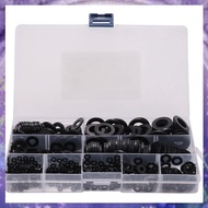 (Y W Z H)600Pcs Black Nylon Flat Washer Assortment Kit for M2 M2.5 M3  M5 M6 M8 M10  Plain Repair Wa