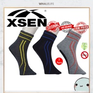 🍀🍀 [Ready Stock] 3Pair Bamboo Charcoal XSEN Deodorant Sock Stoking Bamboo (Crew Sock) XSK 71401