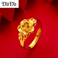 Original 916 Gold Non Fading Rose Ring Adjustable Engagement Bridal Ring Flower Ring Women's Jewelry