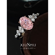 1.8ct Cherry Blossom Pink Diamond Color 925 Sterling Silver Ring < Stars > Inlaid High Carbon Diamon