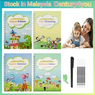 4 Book Magic Children 3D Copybook For Calligraphy Number English Handwriting Books Learning Math Wri