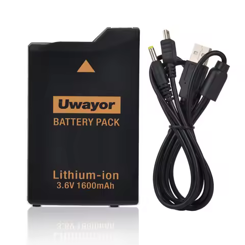 UWayor PSP 3000/2000 Battery 1600mAh with PSP Charger Cable for PSP3000/PSP2000, PSP-3001, PSP-3000,