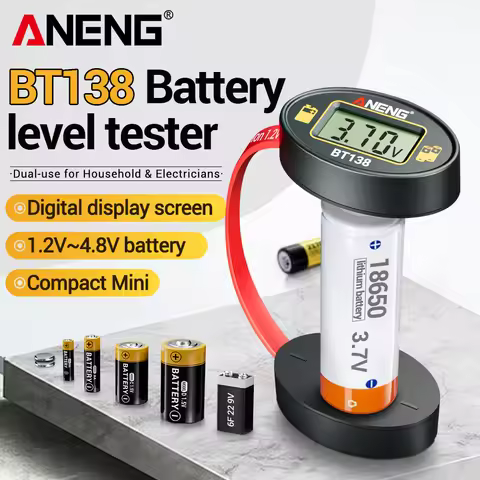Digital Battery Tester ANENG BT138 Universal 1.2V-4.8V/9V Battery Checker with LCD Display AA AAA Po