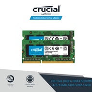 Original Crucial DDR3/DDR4 SODIMM Laptop Memory 4GB/8GB/16GB 1600Mhz/2400Mhz/2666Mhz Notebook Ram 1.2/1.35/1.5V