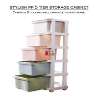 ❖¤Plastic Drawer 5 Tier Storage Rack Cloth Storage Cabinet Plastic Drawer