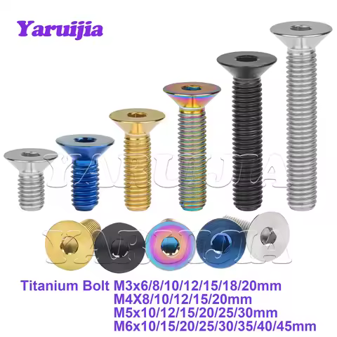 Yaruijia Titanium Bolts M3/M4/M5/M6x6/8/10/12/15/18/20/25/30/35/45mm Countersunk Inner Hexagon Socke