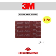 1PC 3M 7447 6" x 9" Scotch Brite maroon General Purpose Hand Pad