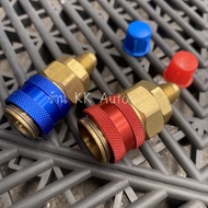 Copper Air Conditioner Refill Refrigerant R134a Double Pack (Blue + Red) AC Coupler R-134A Set