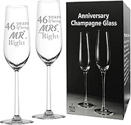 46 Year Anniversary Champagne Flutes Set of 2, 46th Anniversary Wedding Gift for Couple, Him, Her, W