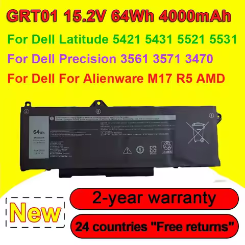 GRT01 Laptop Battery For Dell Latitude 5421 5431 5521 5531 Precision 3561 3571 3470 For Alienware M1