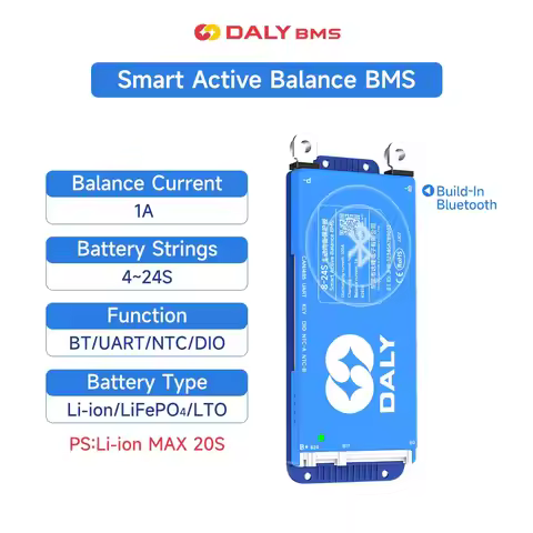 DALY 100 BMS 4S-8S 10S 16S 17S 24S smart bms 40A 60A 80A 100A150A 200A 12V 24V 48V LiFePo4 Li-on bat