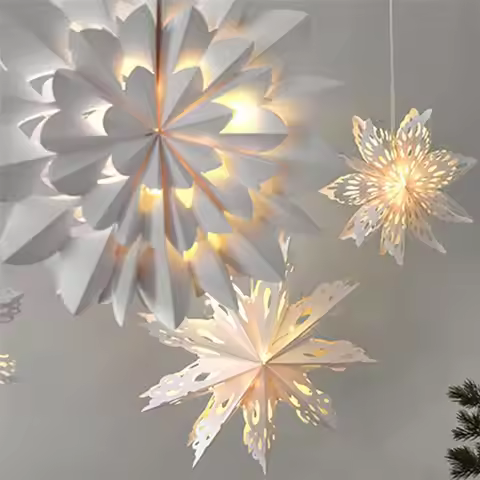 A01F-Eco-Friendly LED Paper Star Lantern -Christmas Decorations Fairy Lights Shop Window Decoration 