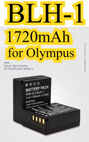 Decoded BLH-1 Battery 1720mAh for Olympus OM-D EM-1 Mark II EM-1 Mark III EM1X EM5 Mark III PEN-F E-